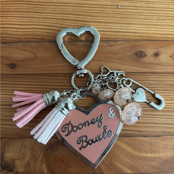 DB Pink Heart Keychain Bag Charm with Tassels - Picture 2 of 5